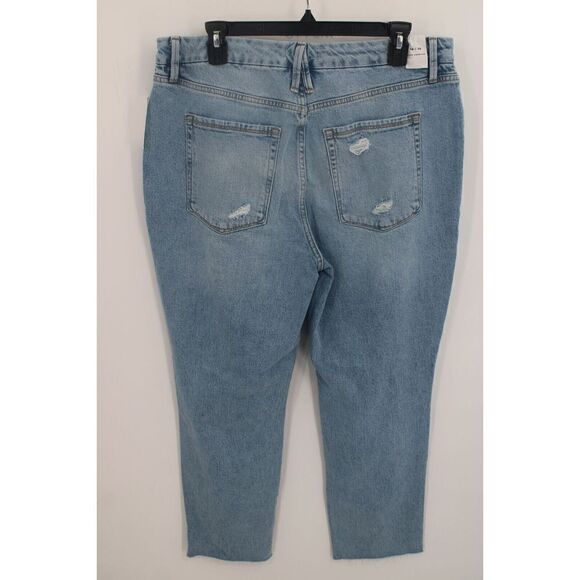 Good American High Rise Distressed Raw Hem Crop Jeans Indigo113 Women 14/32 NWT - Picture 6 of 10